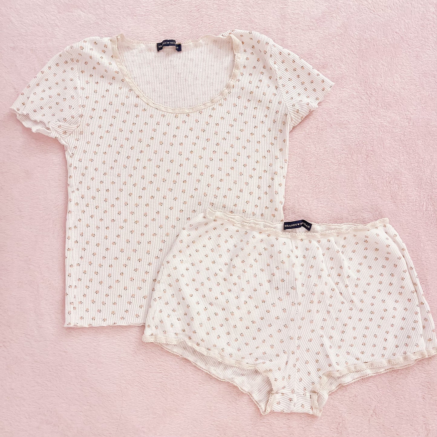 brandy melville white floral set