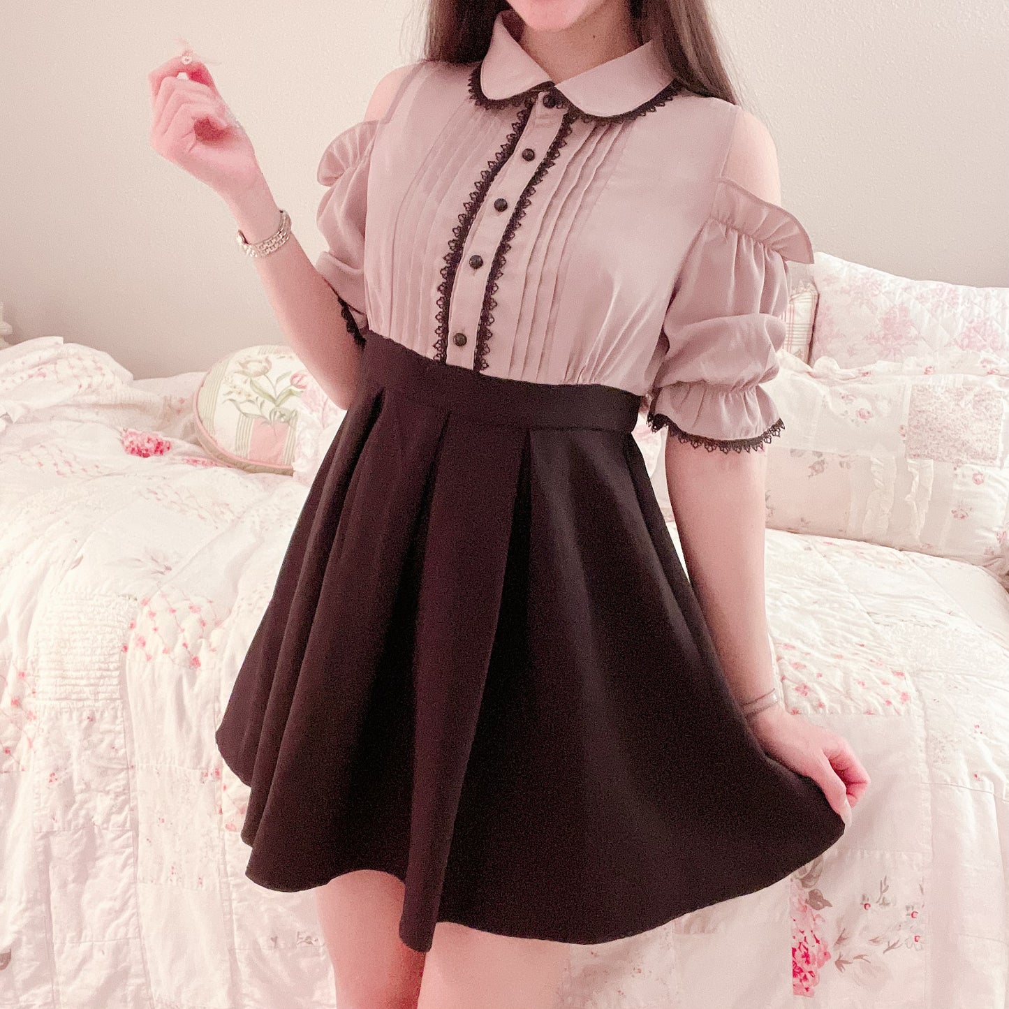 mars mauve pink and black dress