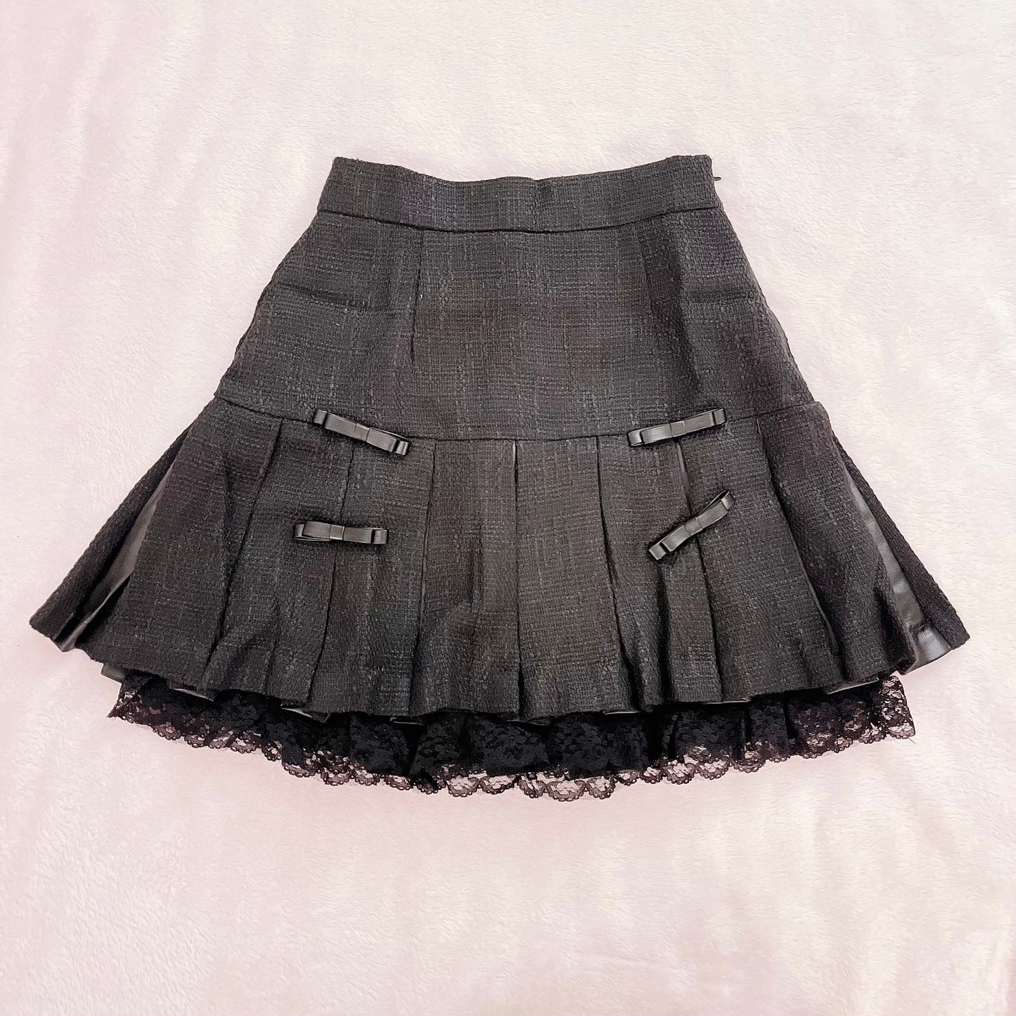 pium pleated ribbon accent skirt