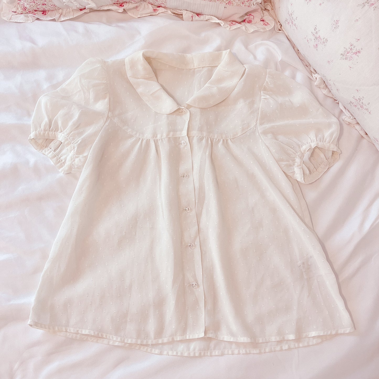 flowy cream babydoll blouse