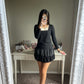 black embroidery accent top