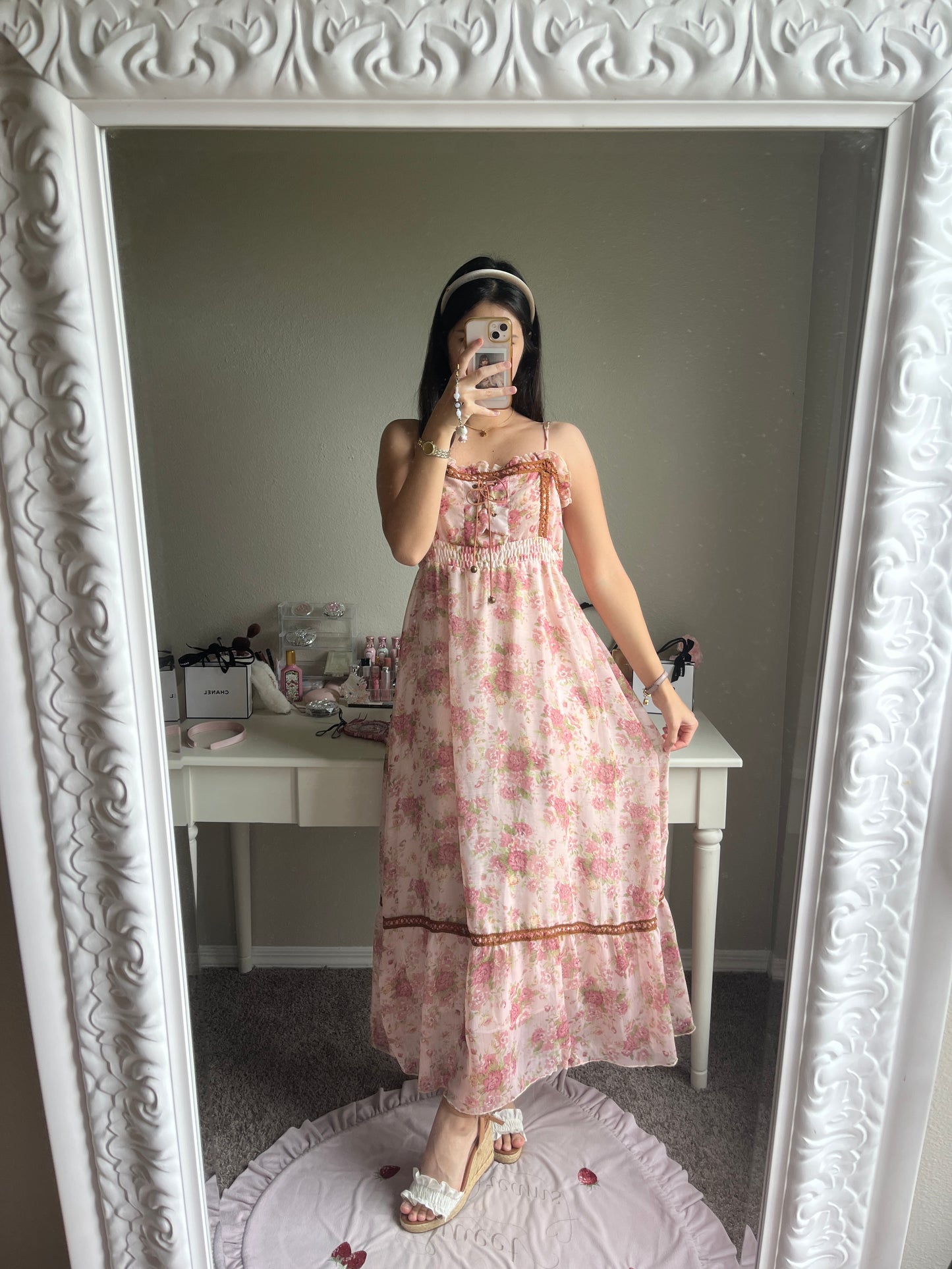 pink rosy maxi dress