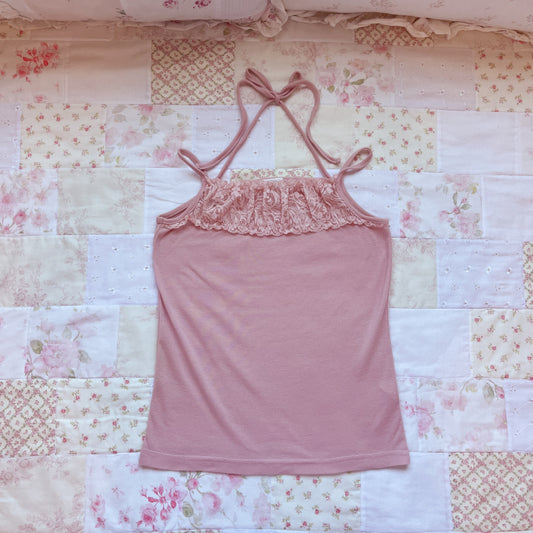 pink lace halter camisole