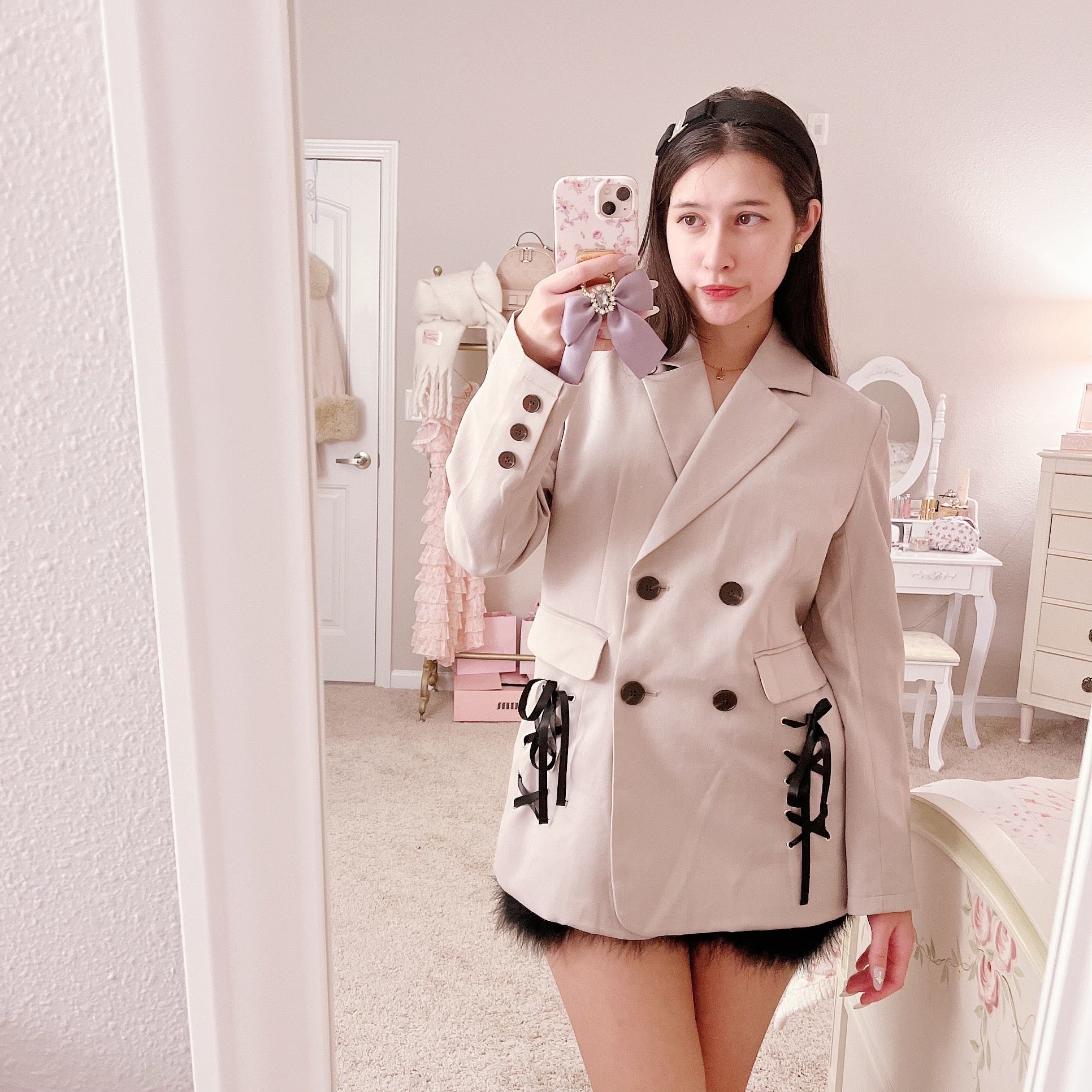 ANK ROUGE FUR CREAM COAT online