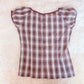 brown plaid milkmaid blouse