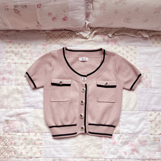 cropped mauve cardigan