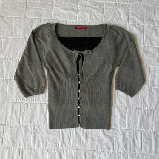 gray cardigan two piece set