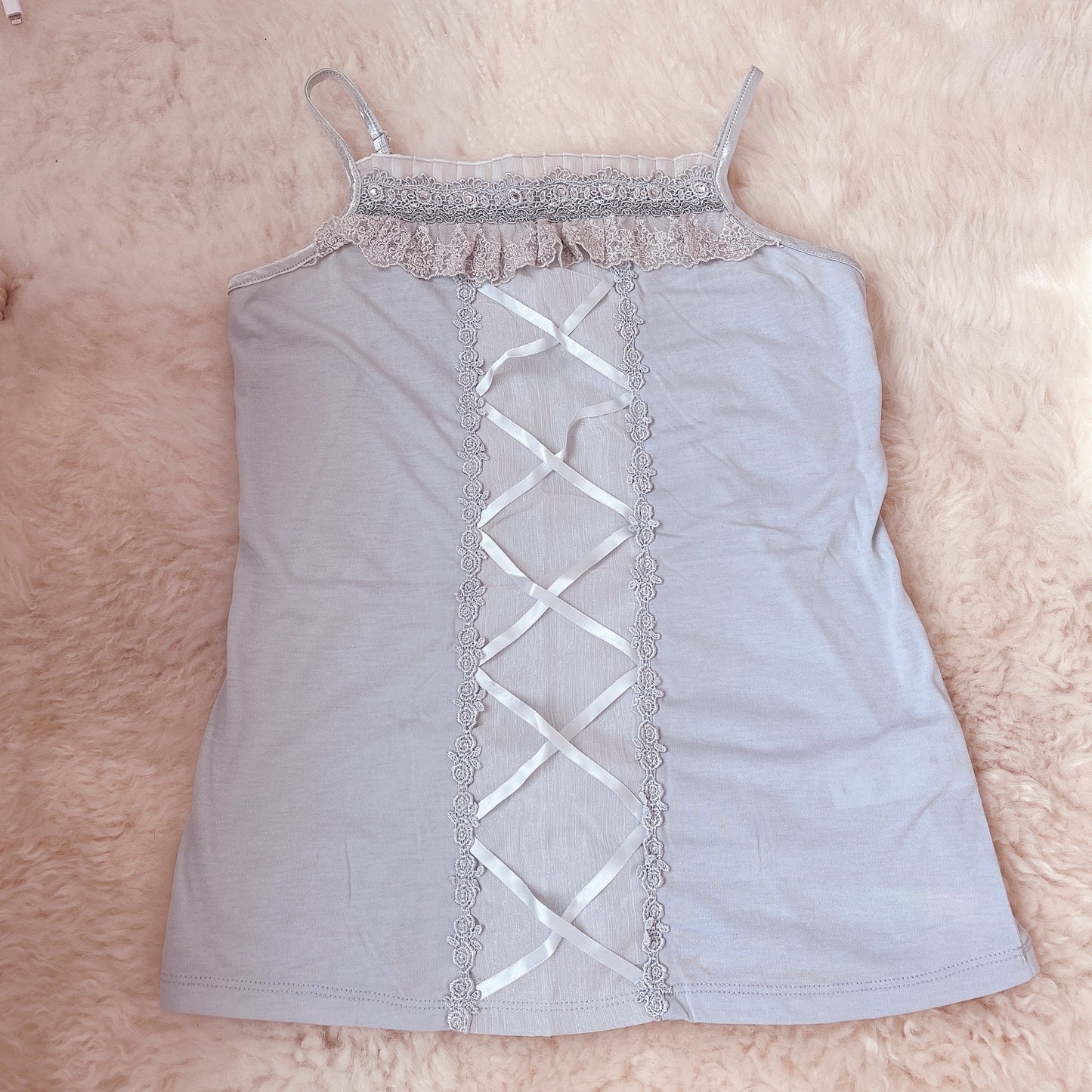 axes femme baby blue lace up cami