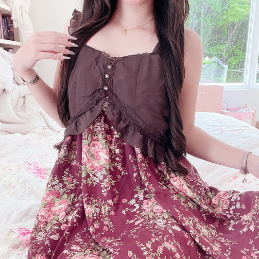 burgundy floral dress