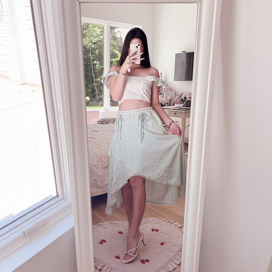 baby blue midi skirt