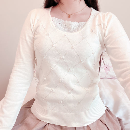 ivory and gold milkmaid knit