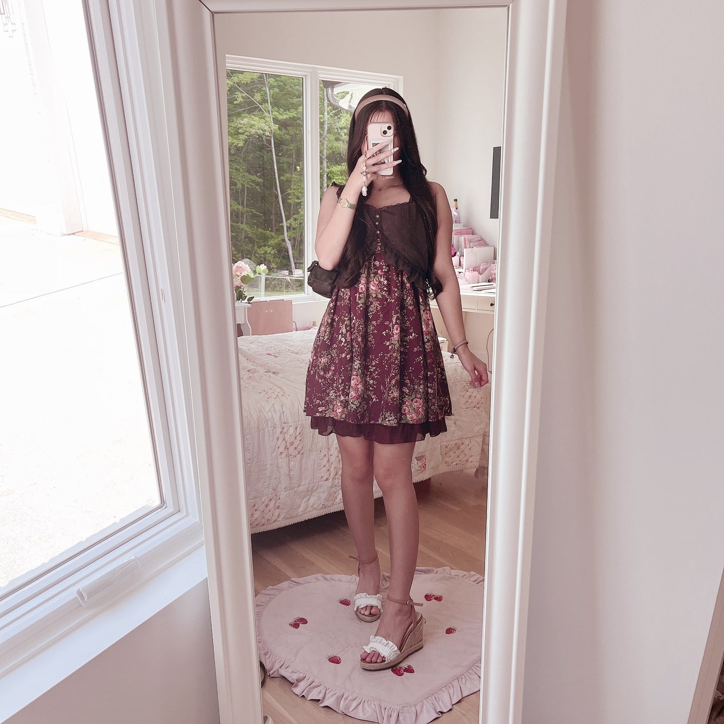 burgundy floral dress