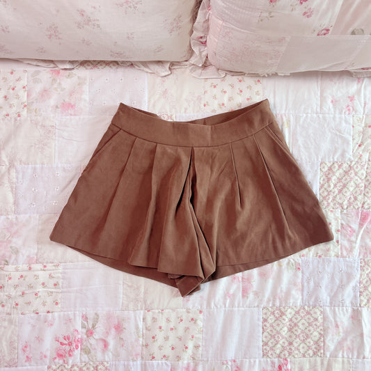 brown suede shorts