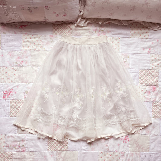 off-white floral tulle skirt