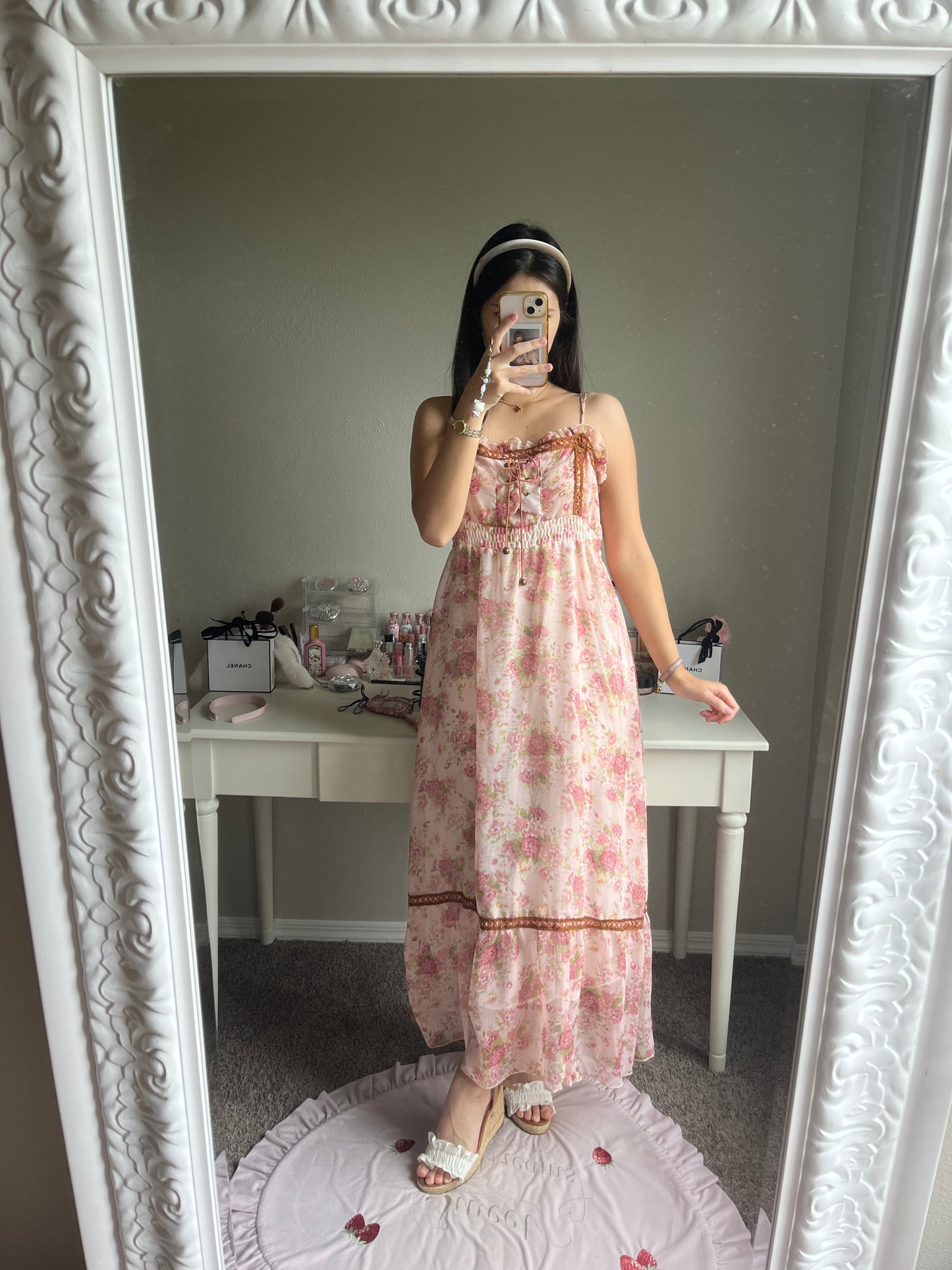 pink rosy maxi dress