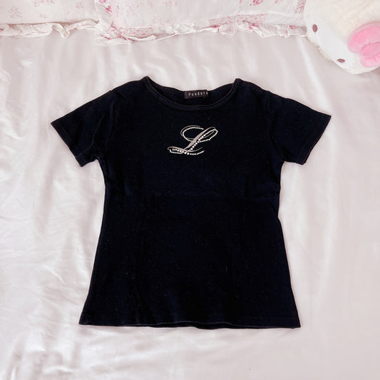 pendora black rhinestone top