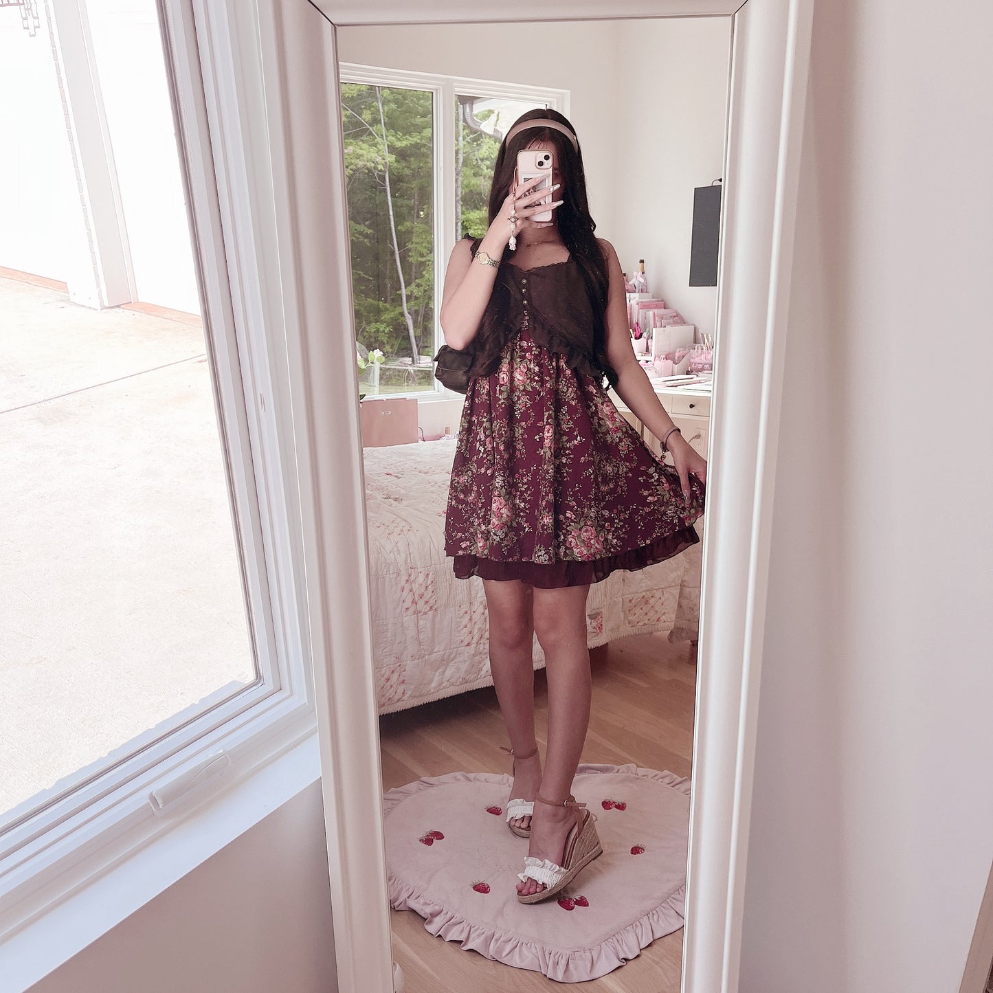 burgundy floral dress