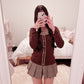 brown fur trim knit shirt