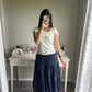 axes femme navy cotton midi skirt