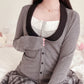 gray accent lapel cardigan