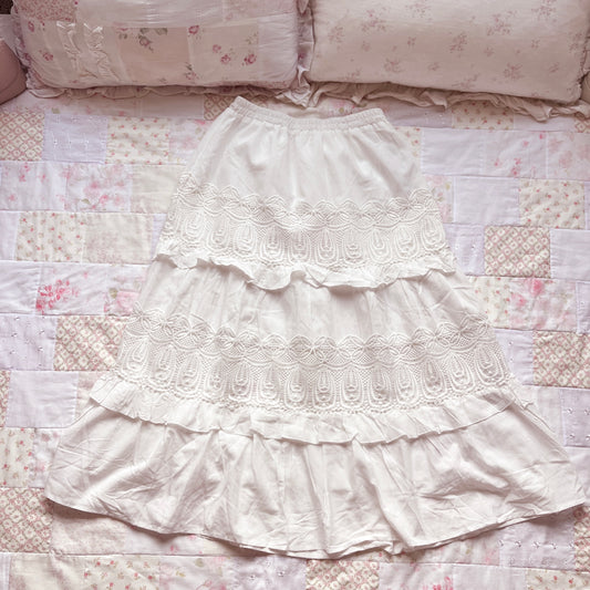 axes femme white tiered skirt