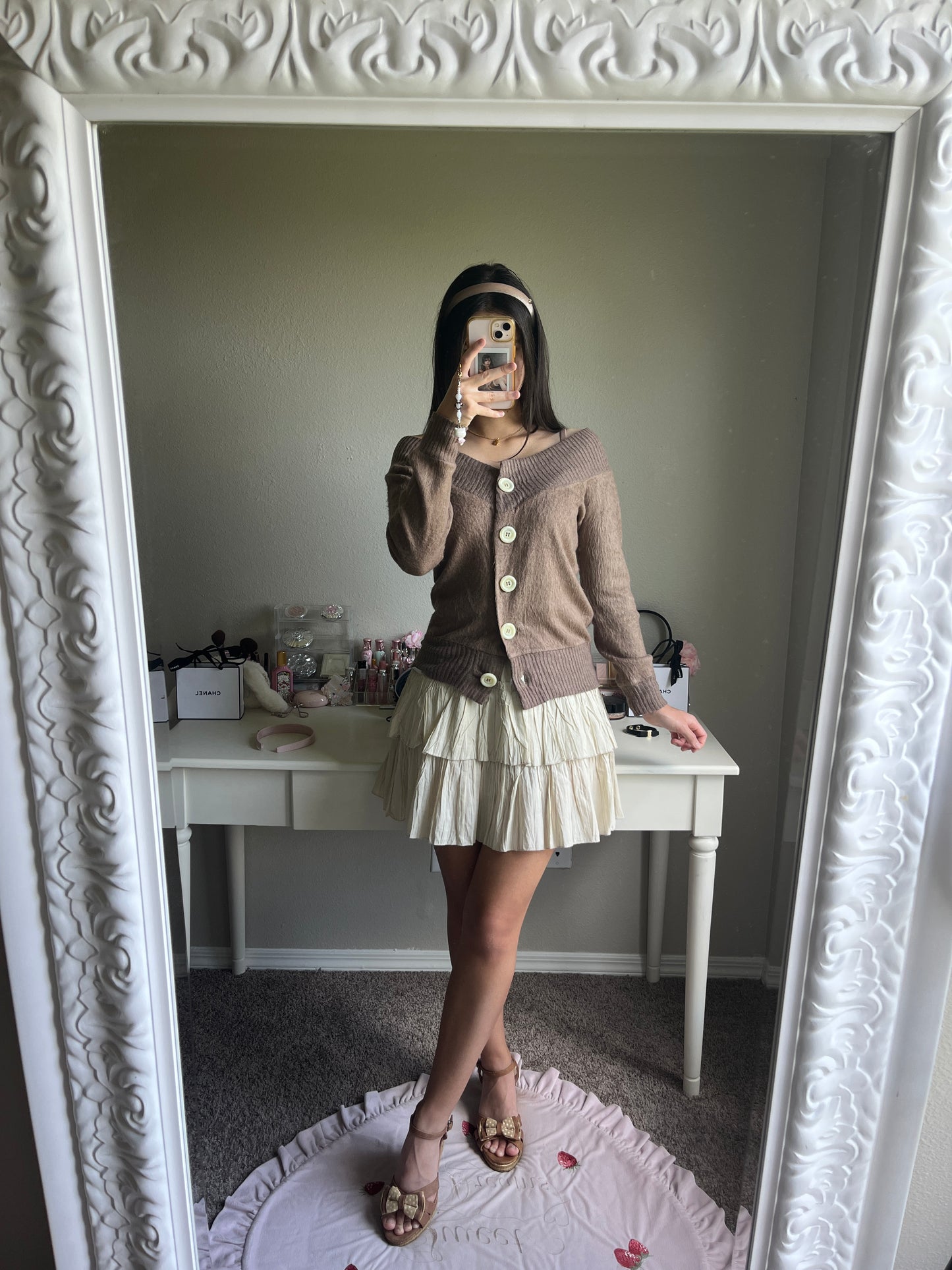 reversible brown button sweater
