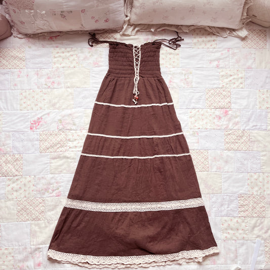 soft brown maxi dress