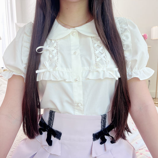 white babydoll collared blouse