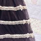black tiered ribbon accent midi skirt