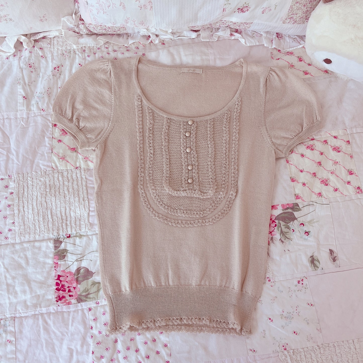 beige mohair knit top