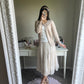 tan chiffon midi skirt