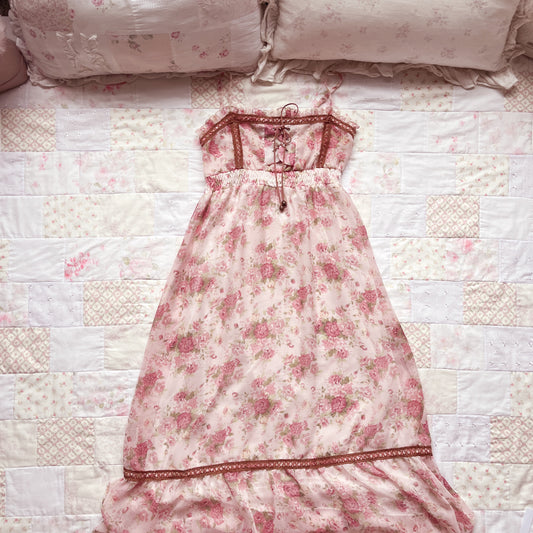 pink rosy maxi dress
