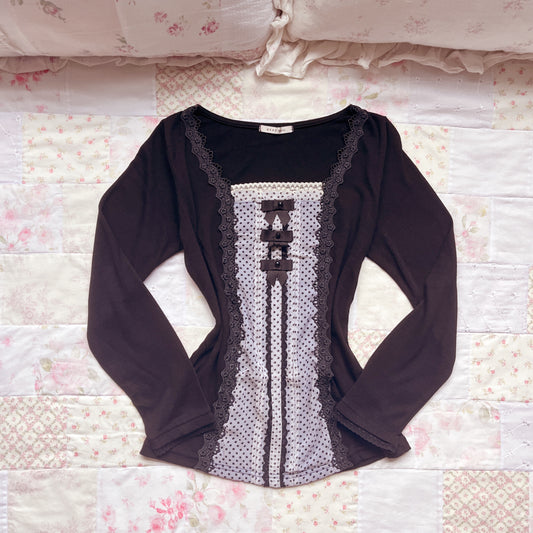 black polka dot layer top