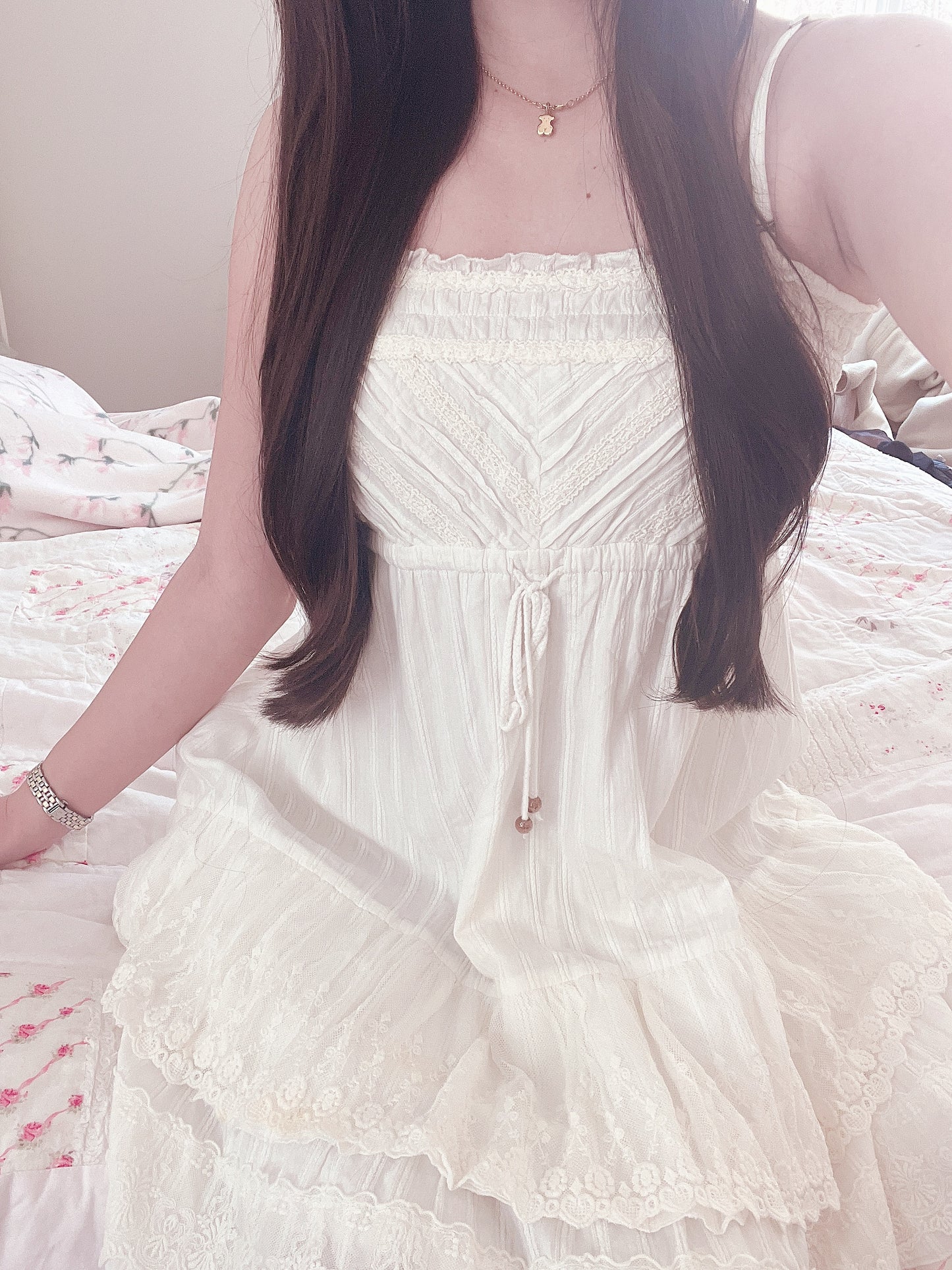 white flowy spring mini dress