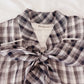 blue gray check blouse