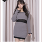 pium rib knit dress + chain