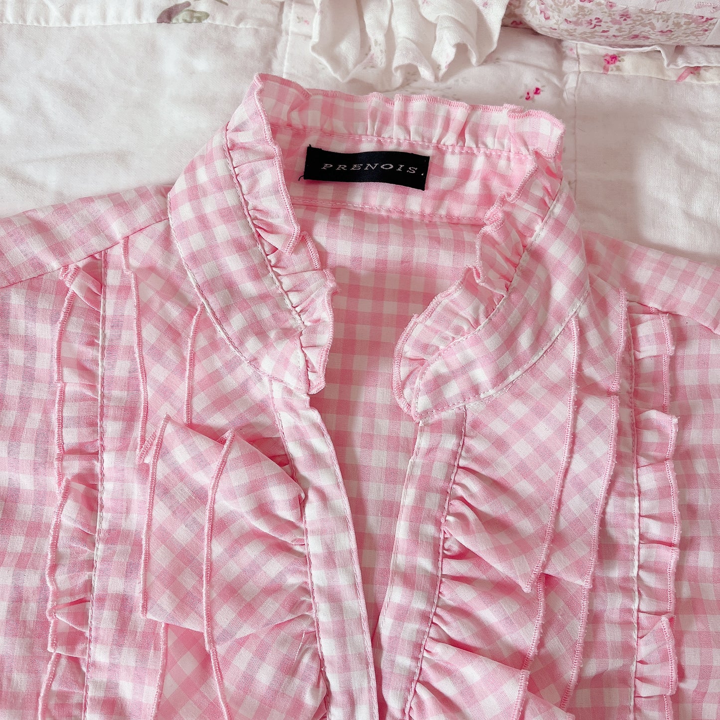 pink gingham blouse