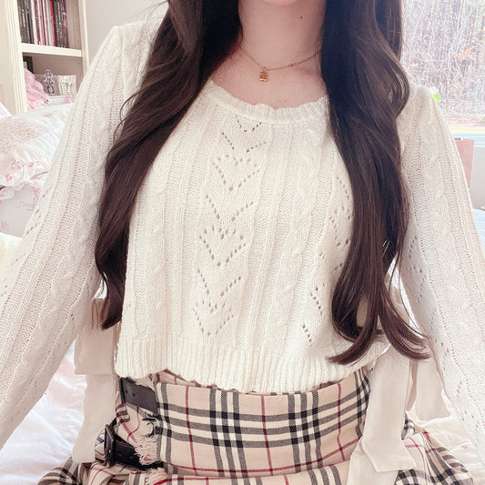 heart knit lace up sweater