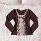 brown lace accent top