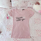 pink pointelle lettering top