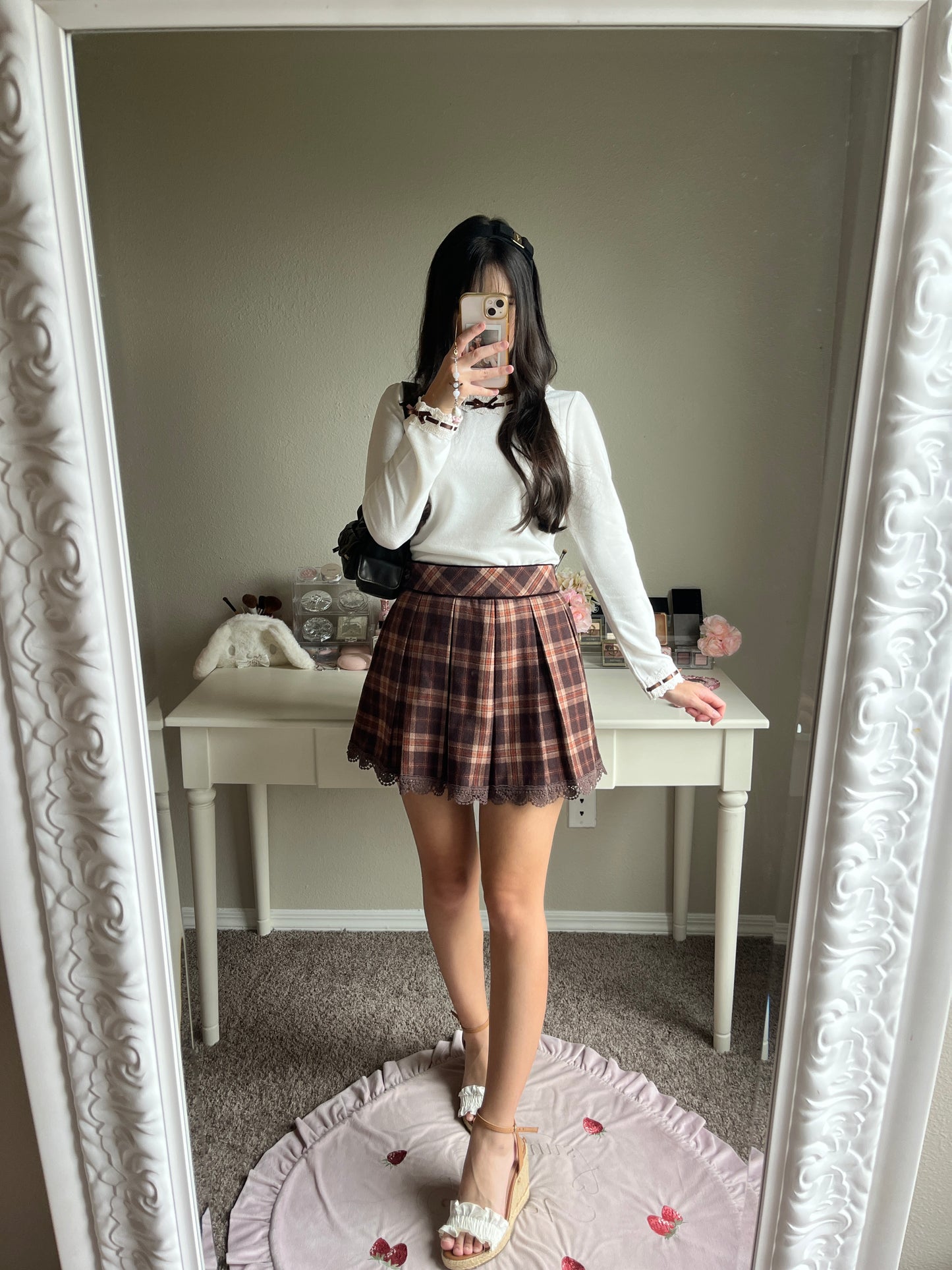 brown plaid culottes