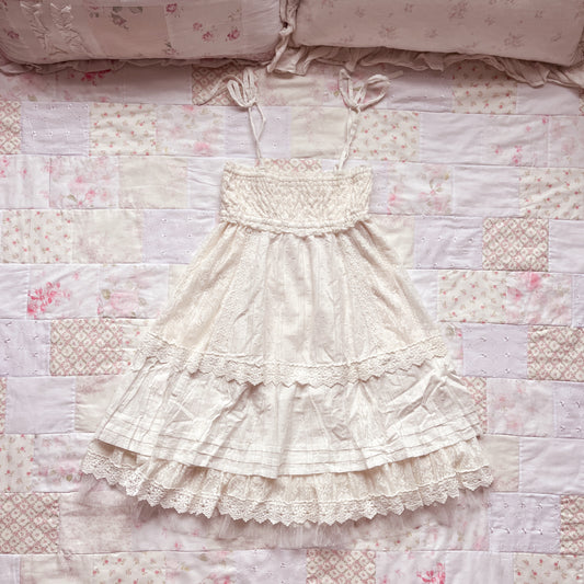 soft cream summer mini dress