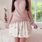 beige rose accent tulle skirt