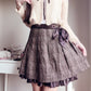 brown pleated plaid skirt