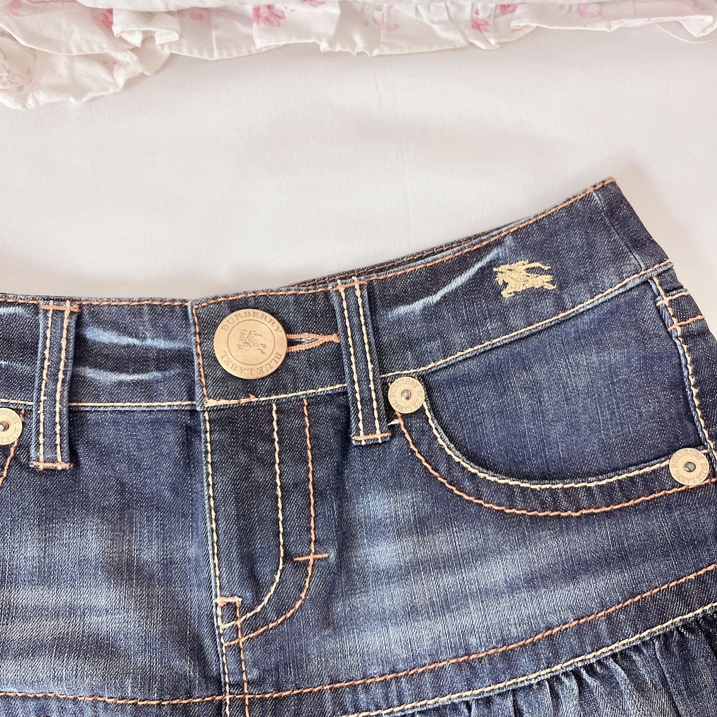 burberry blue label denim mini skirt