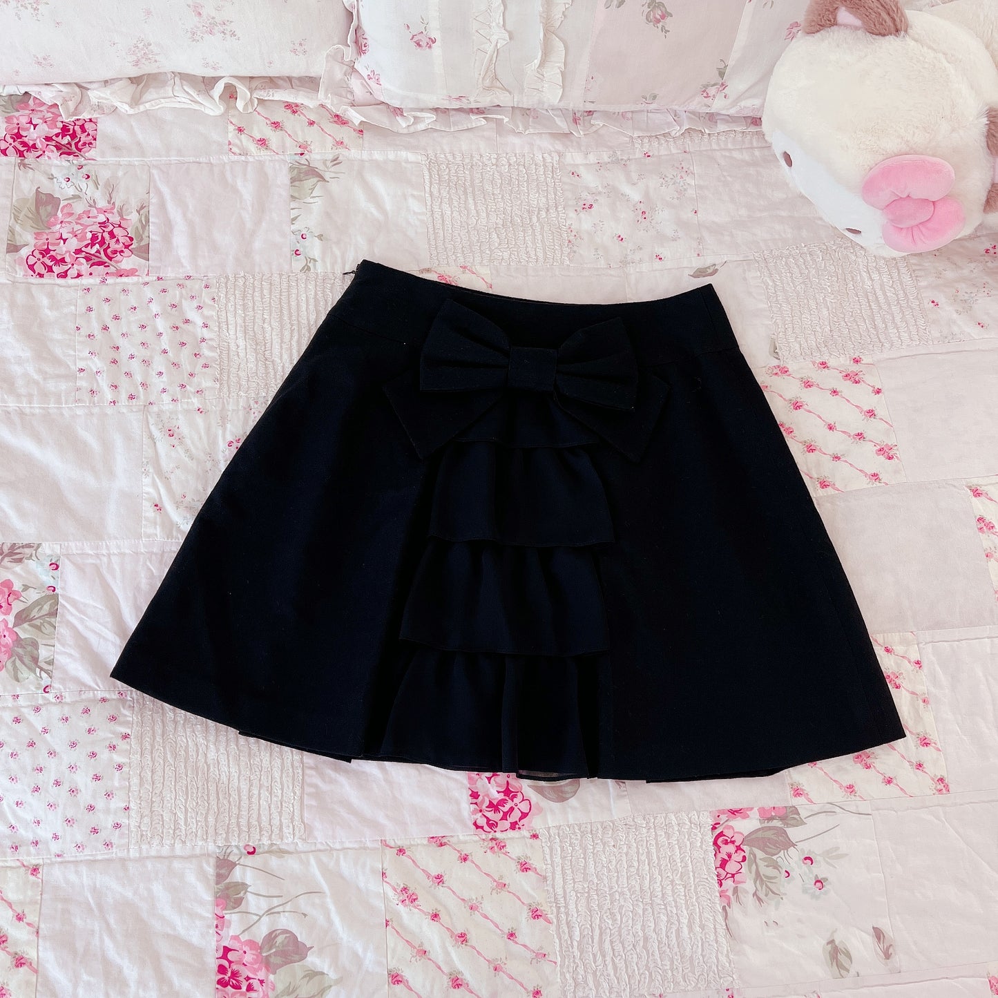 black ribbon tiered princess skirt