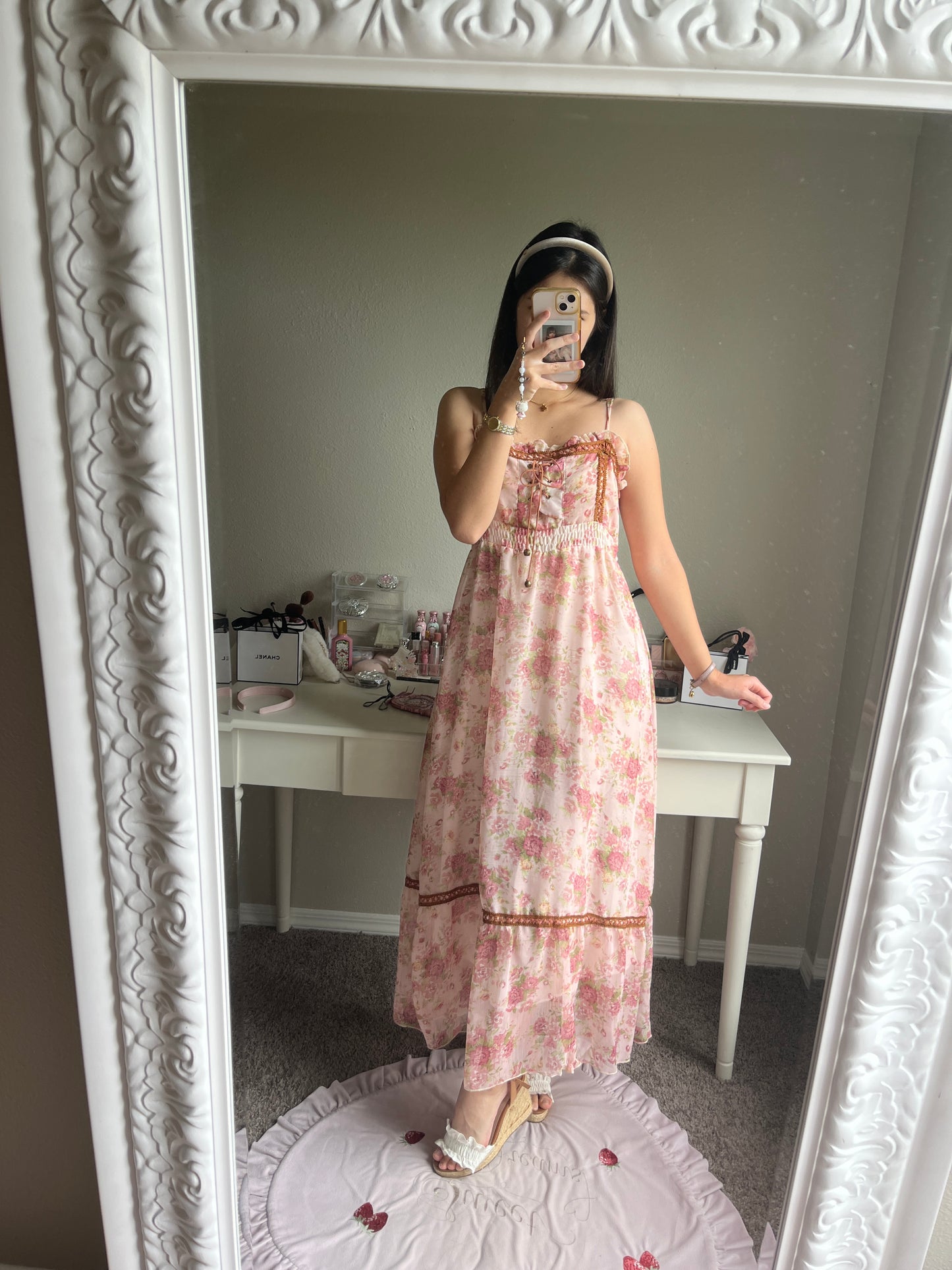 pink rosy maxi dress