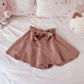 brown ribbon tie shorts