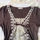 brown lace accent top