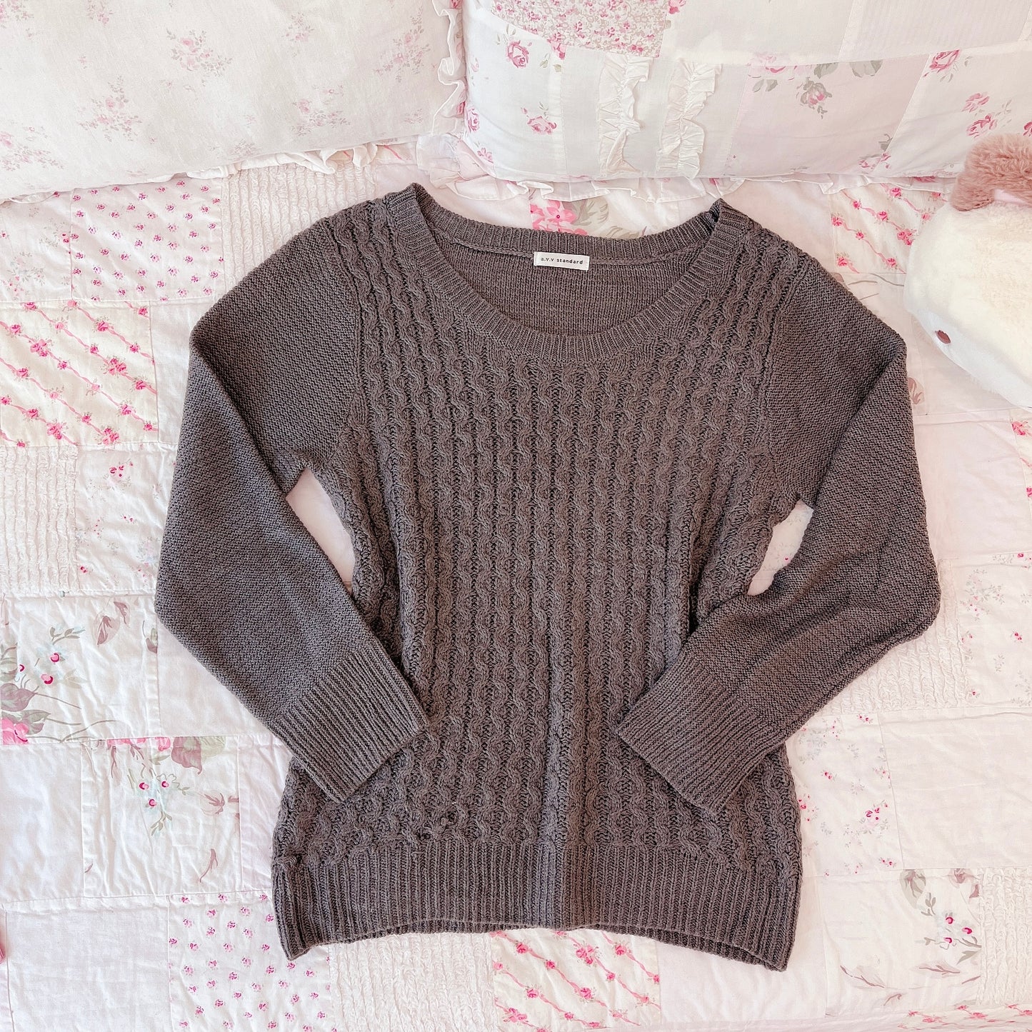 cozy gray knit sweater